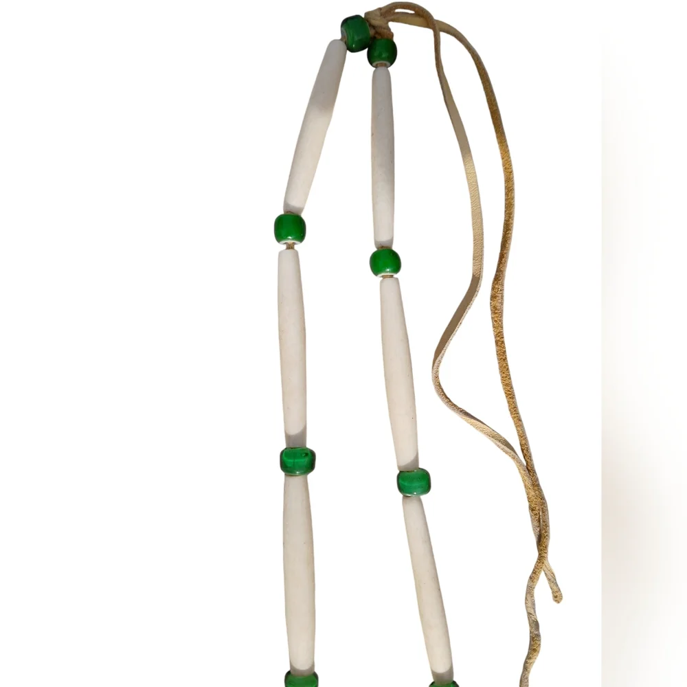 Handcrafted Bone & Beaded Necklace Tribal Boho Statement Jewelry